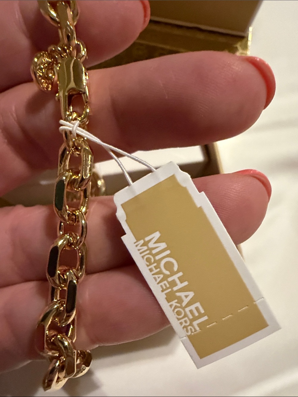 Michael Kors Gold Chain Link Bracelet with MK Logo - Picture 5 of 7